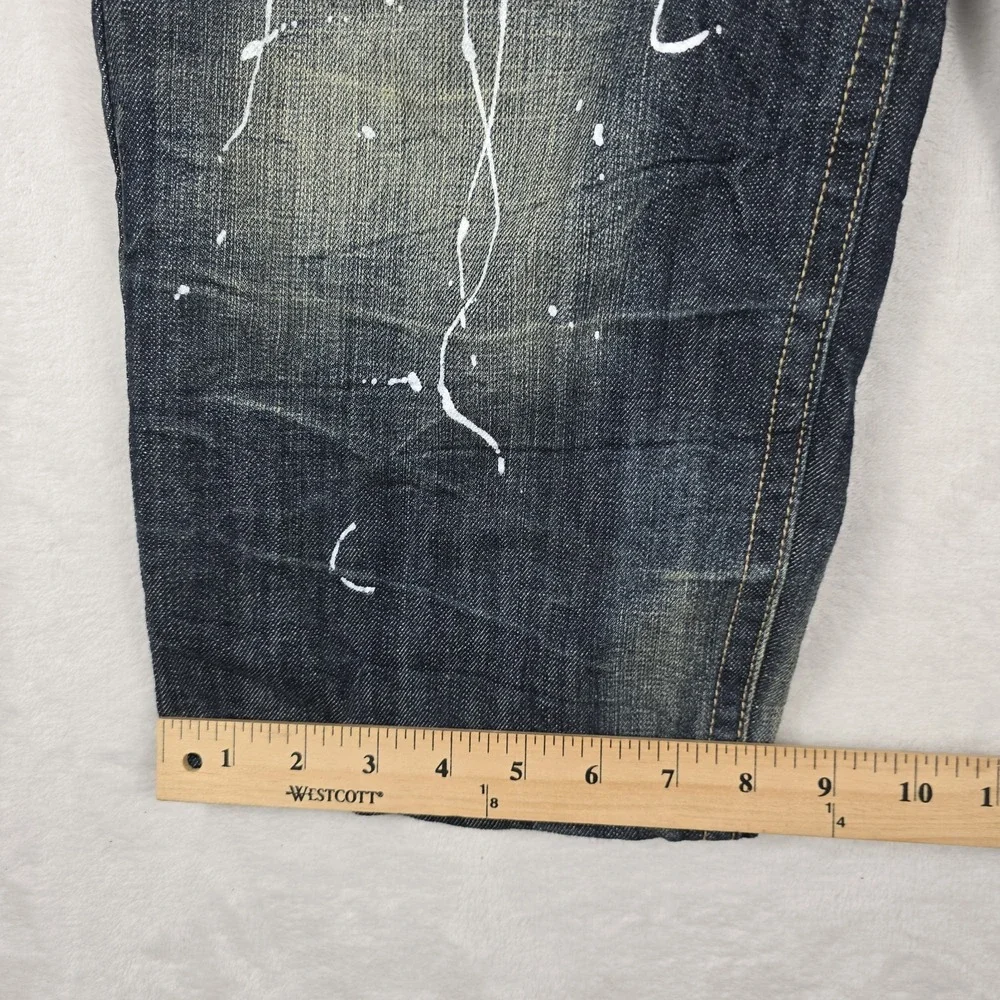 Mudd Girls Size 13 Dark Wash Paint Splatter Capri Bermuda Denim Jeans with Belt